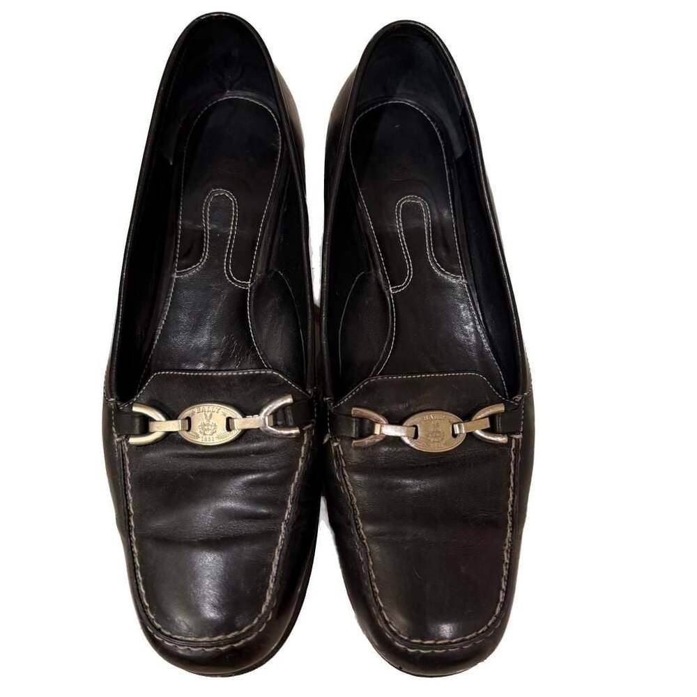 Bally Women's Black Leather Horsebit Loafers with Signature Striped Ribbon